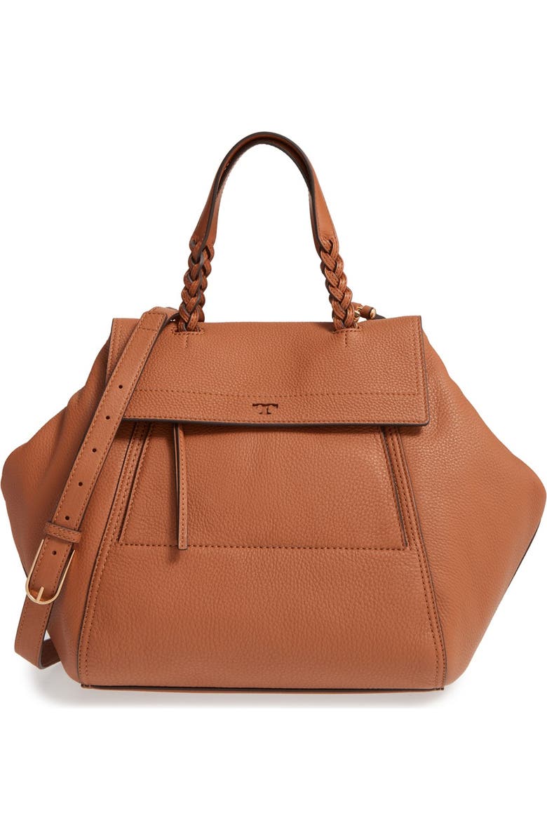 Tory Burch 'Half-Moon' Leather Satchel, Main, color,