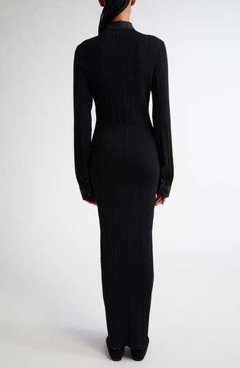 Long Sleeve Rib Maxi Shirtdress