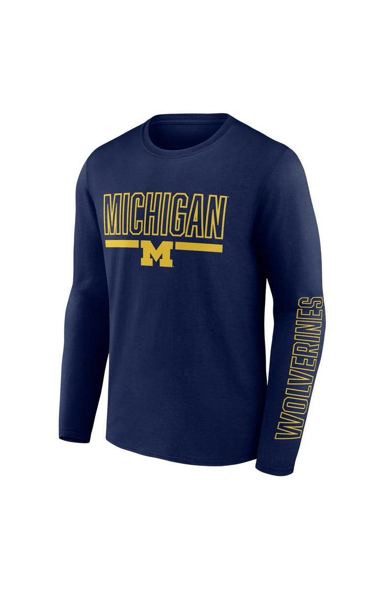 PROFILE Men's Profile Navy Michigan Wolverines Big & Tall Two-Hit Graphic Long Sleeve T-Shirt, Alternate, color, Navy