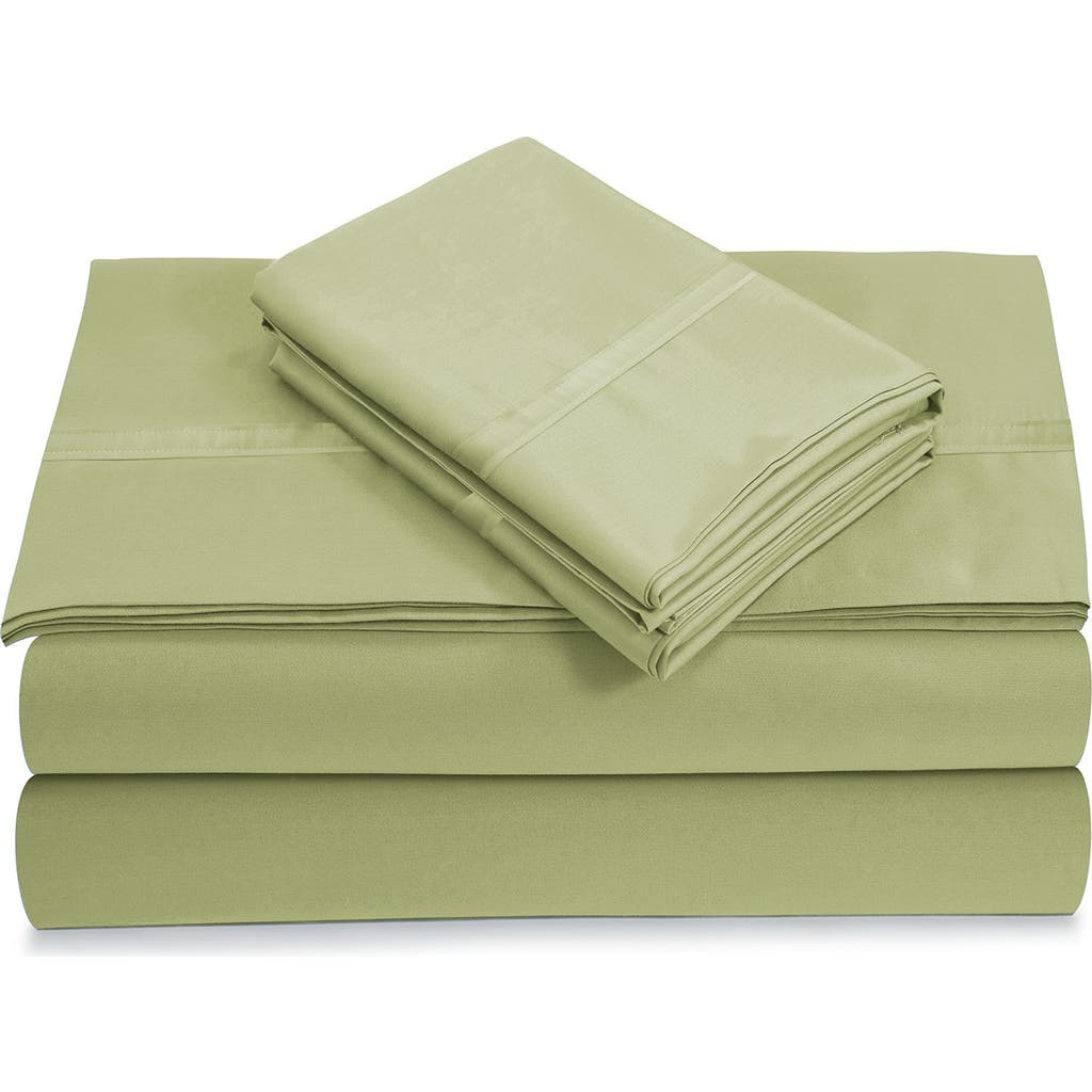 Azores Home 500 Thread Count Cotton Sateen Sheet Set In Green
