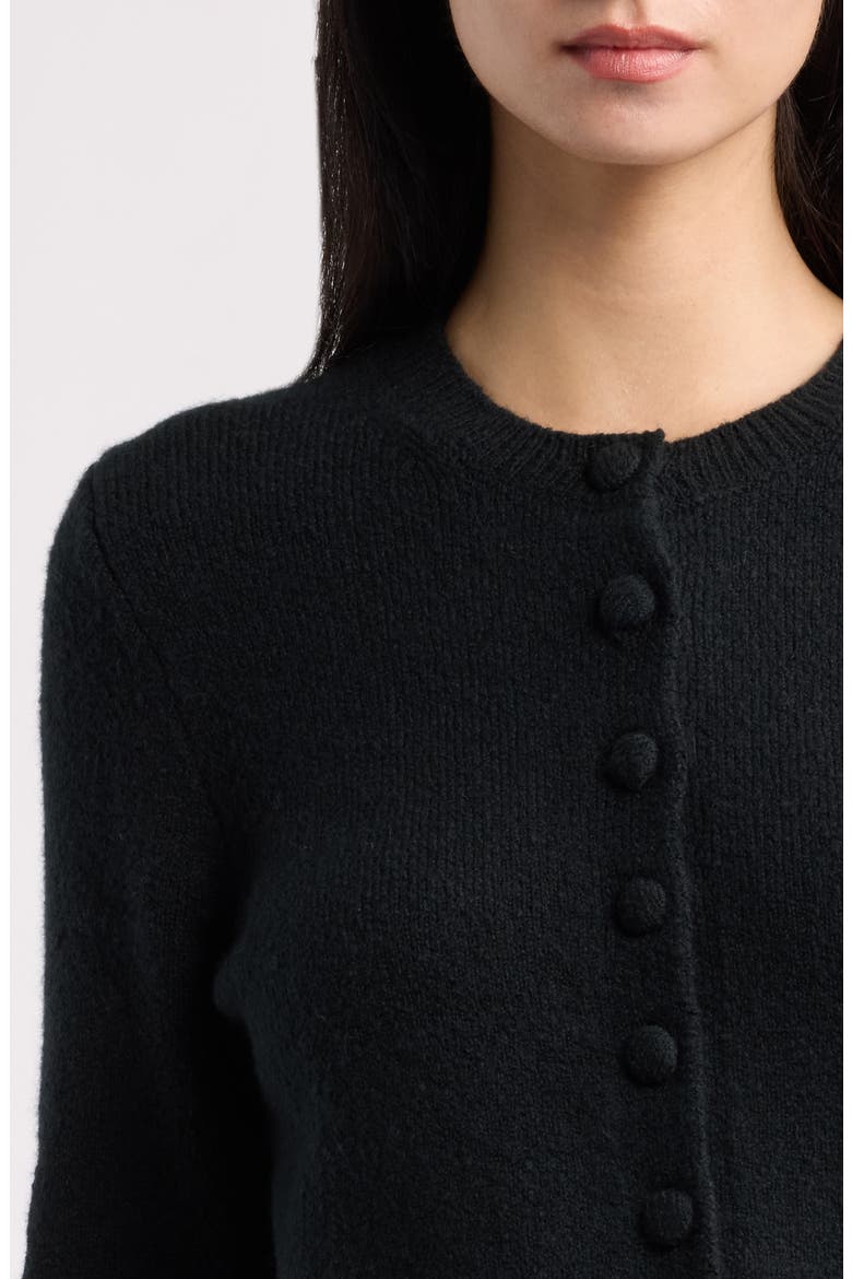Shrunken Cotton Blend Cardigan, Alternate, color, TRUE BLACK