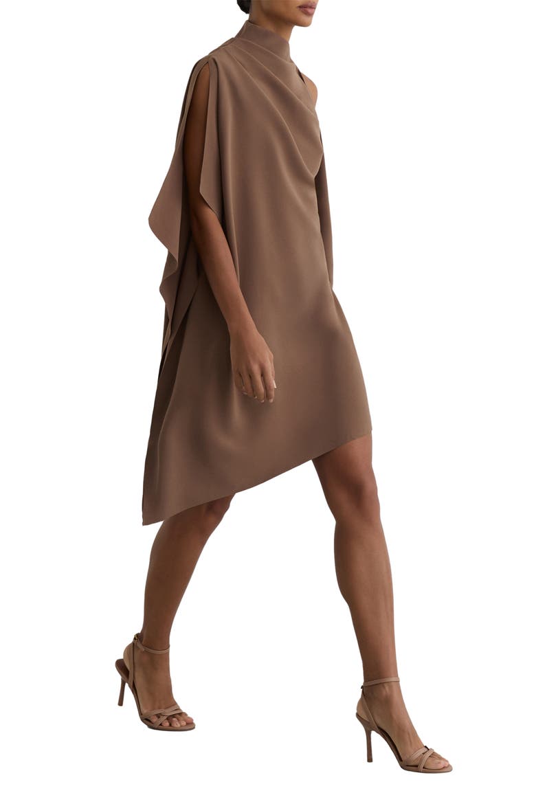 Ellery One-Shoulder Crepe Minidress, Alternate, color, TAUPE BROWN