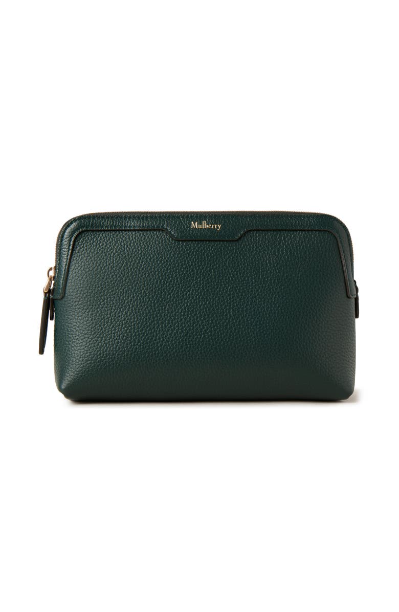 Mulberry Small Leather Cosmetic Pouch, Main, color, Mulberry Green