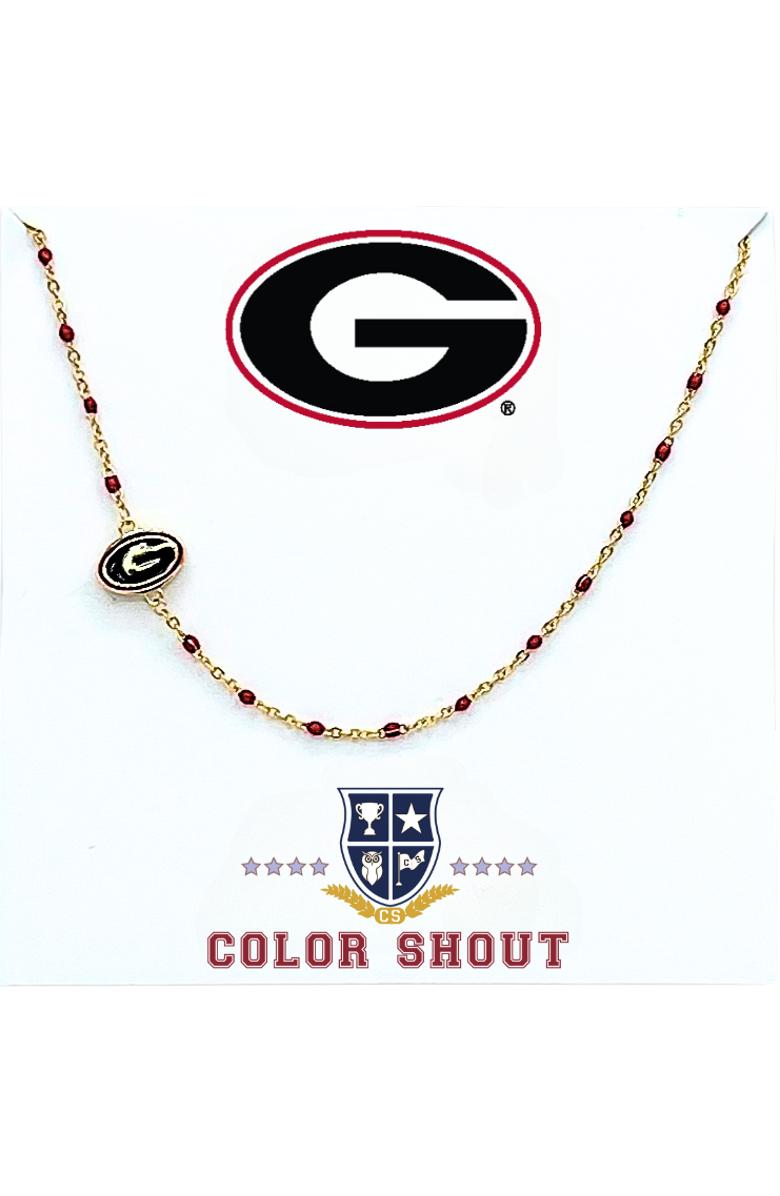 Color Shout University of Georgia Side Necklace, Main, color, Yellow Gold