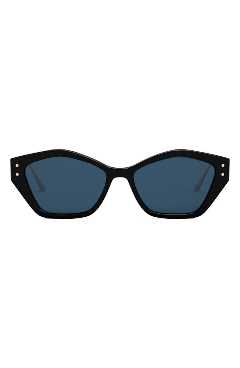 DIOR MissDior S1U 56mm Geometric Sunglasses, Main, color, Shiny Black / Blue