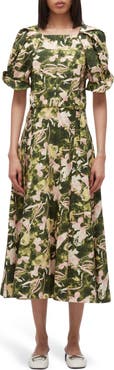 3.1 Phillip Lim Bloom Sleeve Belted Cotton Midi Dress