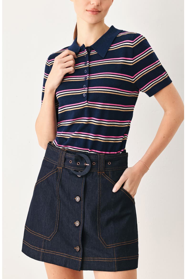 Striped Polo Sweater, Alternate, color, NAVY MULTI