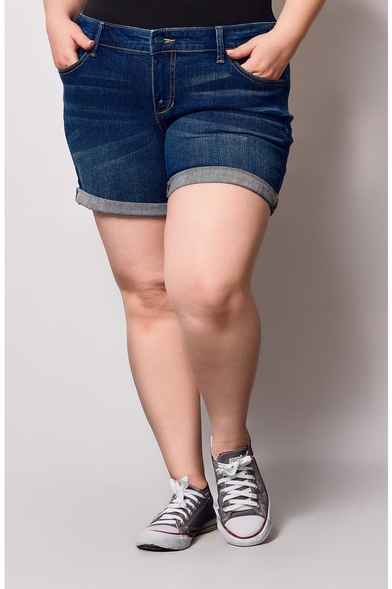 Cuffed Denim Shorts, Main, color, ADDISON