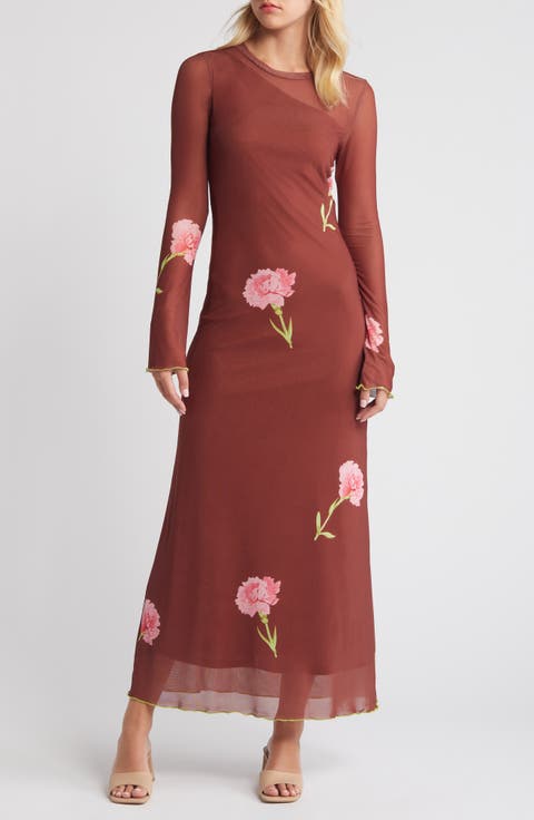 Babe Floral Long Sleeve Maxi Dress