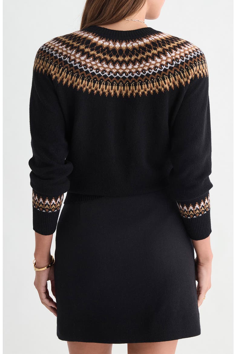 Fair Isle Crewneck Sweater, Alternate, color, JET BLACK