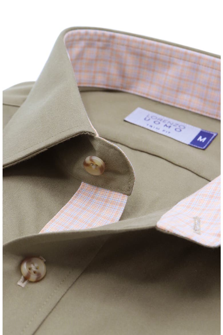 Trim Fit Long Sleeve Cotton Button-Up Shirt, Alternate, color, OLIVE