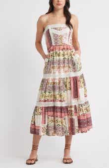 Chelsea28 Lace Inset Patchwork Midi Dress