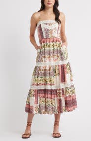 Chelsea28 Lace Inset Patchwork Midi Dress