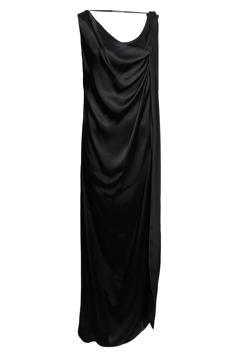 Draped Satin Gown, Main, color, BLACK