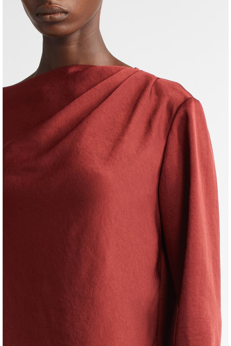 Asymmetric Drape Detail Brushed Satin Top, Alternate, color, BORDEAUX