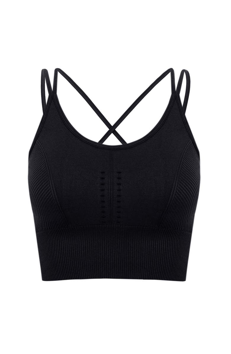 Born Living Yoga India Medium Support Seamless Sport Top, Alternate, color, Black