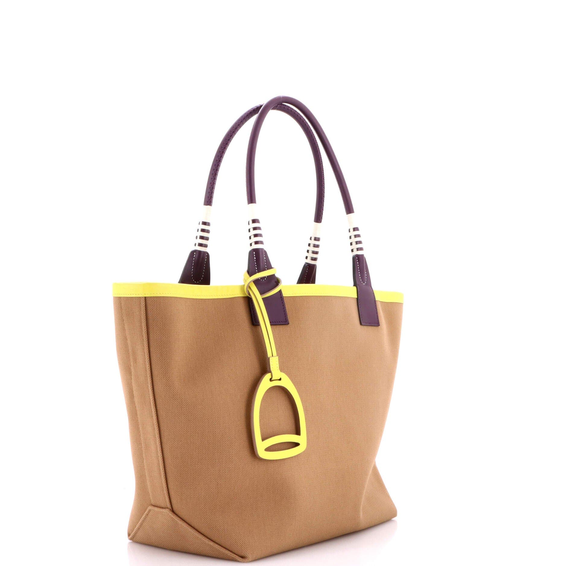 Pre-Owned Hermes Sac Steeple Tote Toile with Leather 28, Alternate, color, Chai