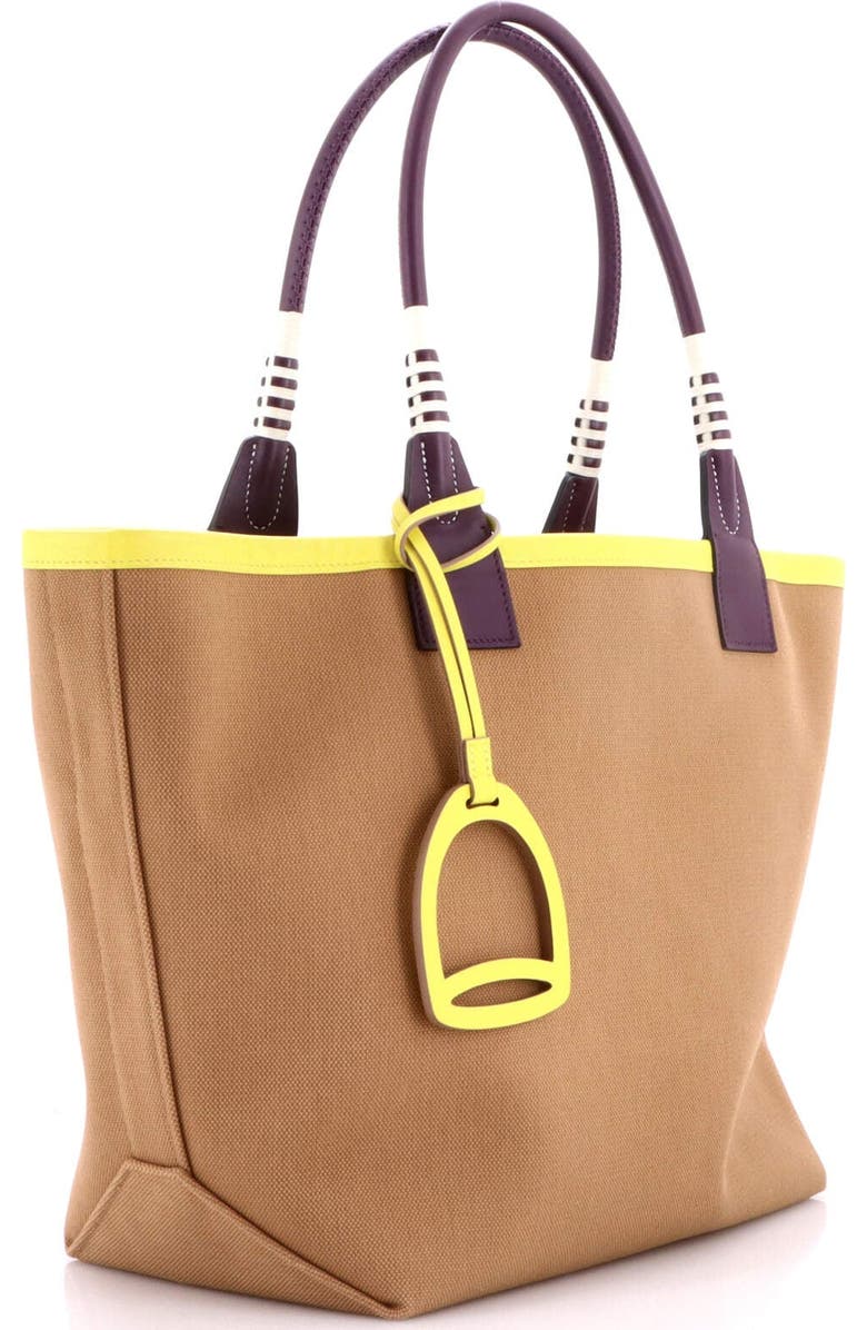 Pre-Owned Hermes Sac Steeple Tote Toile with Leather 28, Alternate, color, Chai