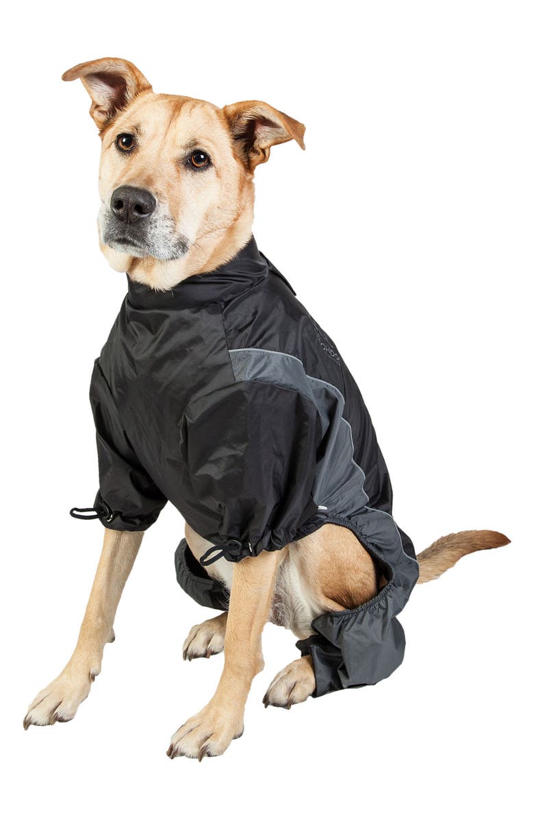 PET LIFE Touchdog Quantum-Ice Full-Bodied Adjustable and 3M Reflective Dog Jacket, Alternate, color, Black And Grey
