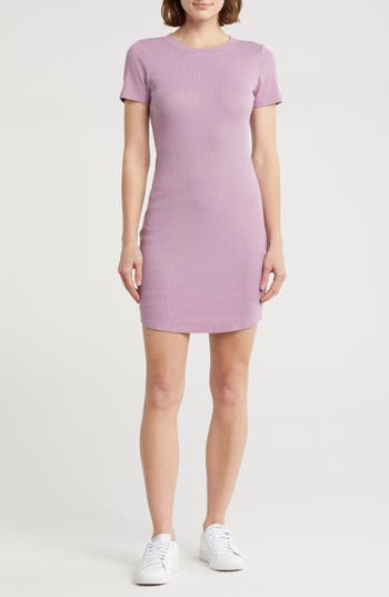 Melrose And Market Short Sleeve Crewneck Mini Dress In Pink