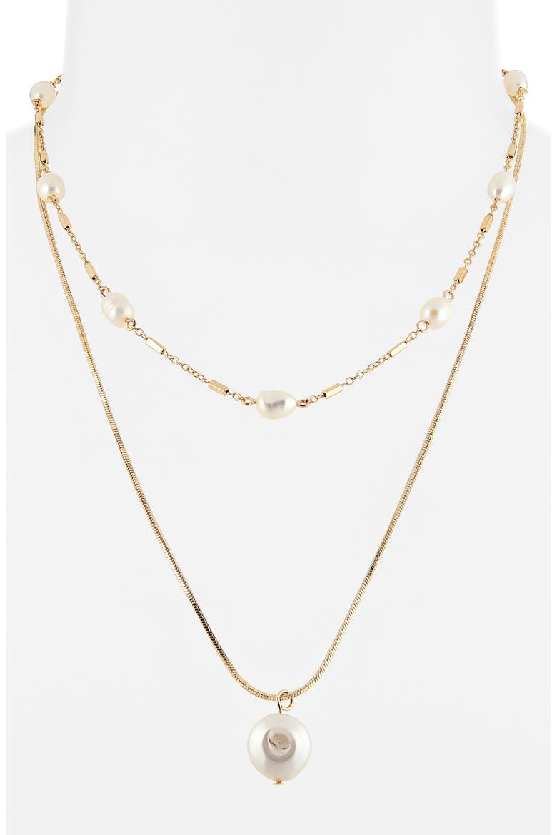 Freshwater Pearl Layered Pendant Necklace, Alternate, color, WHITE- GOLD
