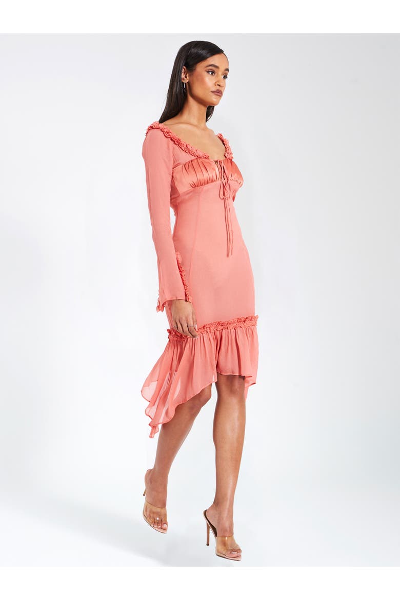 Fiorella Satin Rayon Midi Dress, Alternate, color, Rosy Mauve