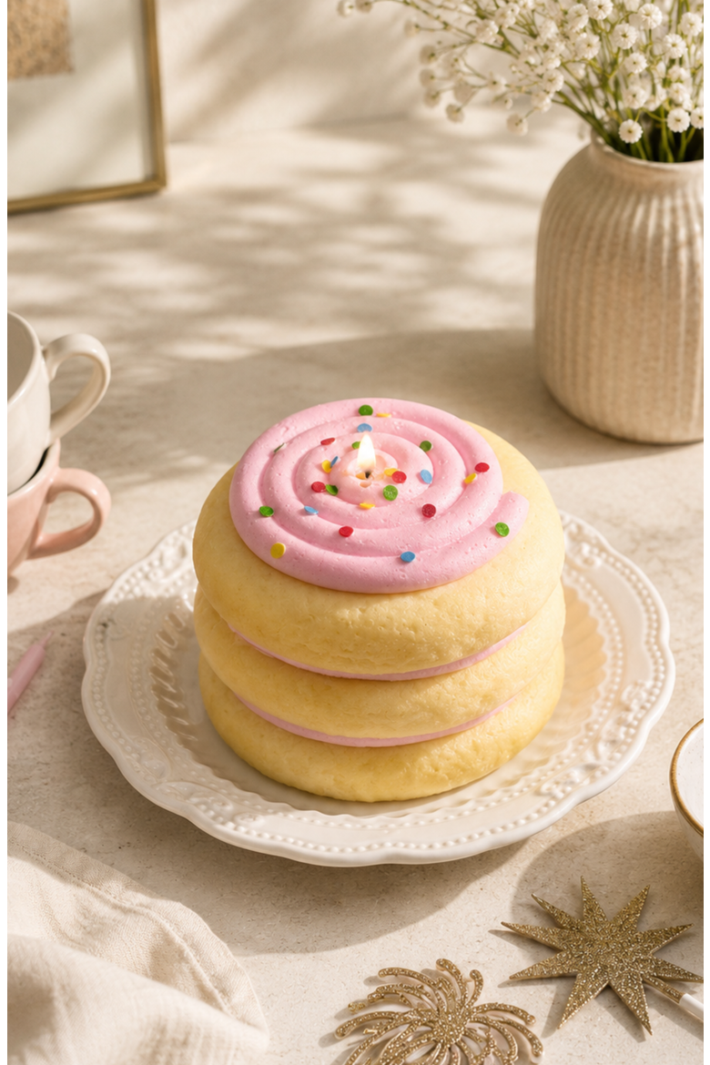 Cookie Cake Candle, Alternate, color, Pink