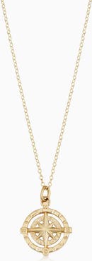 Oradina 14K Gold Bold Compass Rose Pendant Necklace