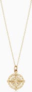 Oradina 14K Gold Bold Compass Rose Pendant Necklace