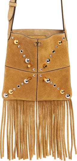 ショルダーバッグ VALENTINO GARAVANI NELLCOTE SUEDE LEATHER CROSSBODY BAG Valentino Garavani Nellcôte Suede Shoulder Bag with Fringes