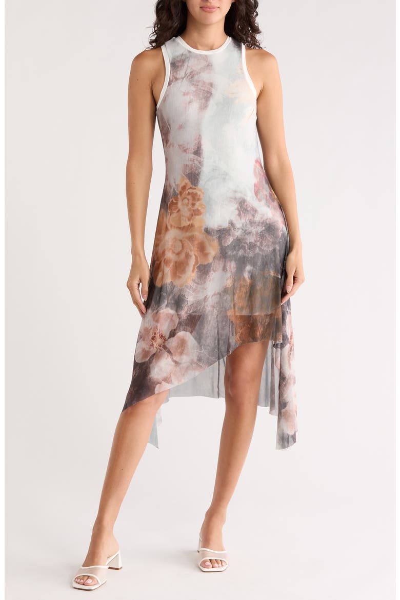 Floral Sleeveless Knit Dress, Main, color, WHITE