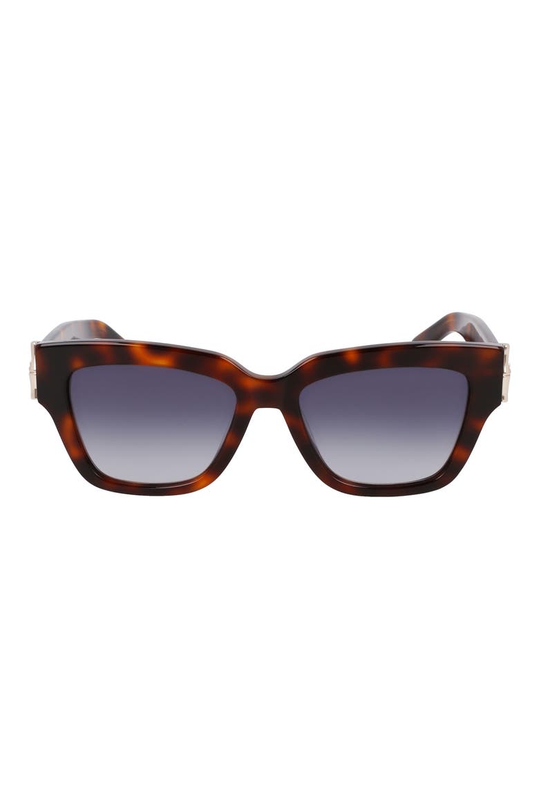 53mm Gradient Modified Rectangular Sunglasses, Main, color, HAVANA