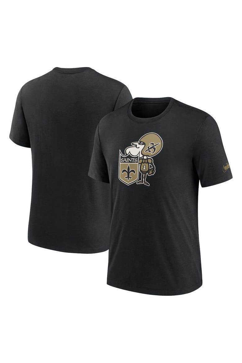 Men's Nike Black New Orleans Saints Rewind Logo Tri-Blend T-Shirt, Main, color, Black