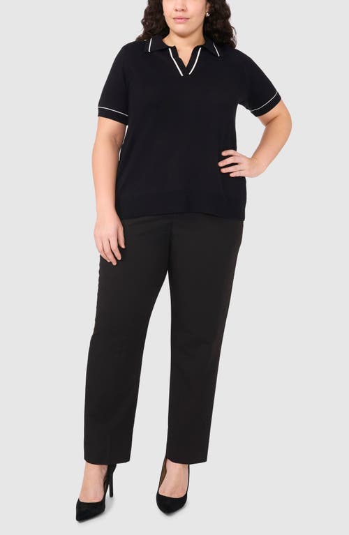 Halogenr Halogen(r) Tipped Johnny Collar Polo Sweater In Rich Black