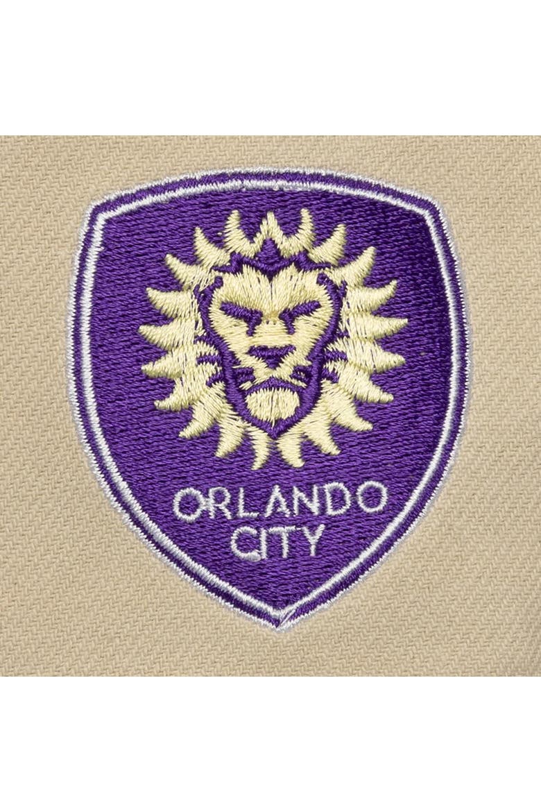 Men's Mitchell & Ness  Cream/Purple Orlando City SC Upside Down Pro Pinch Snapback Hat, Alternate, color, Cream