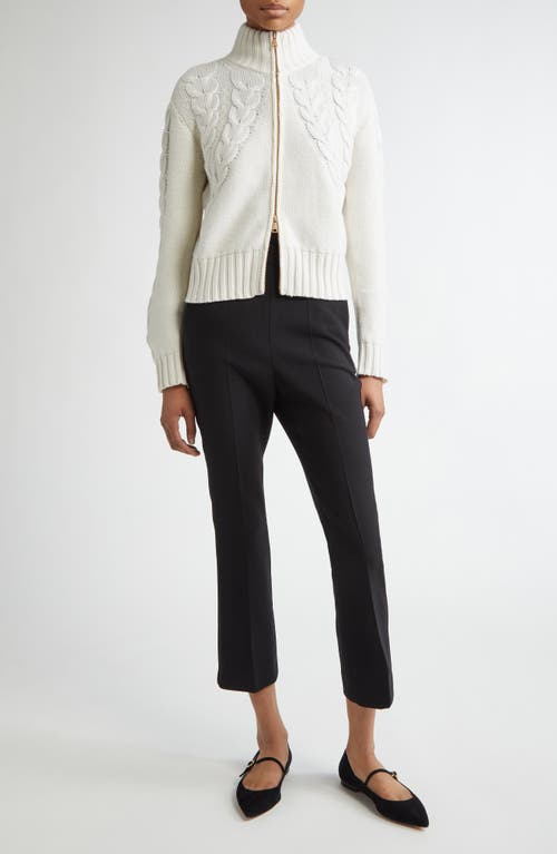 Max Mara Mabel Two-way Zip Funnel Neck Wool & Cashmere Cardigan In White