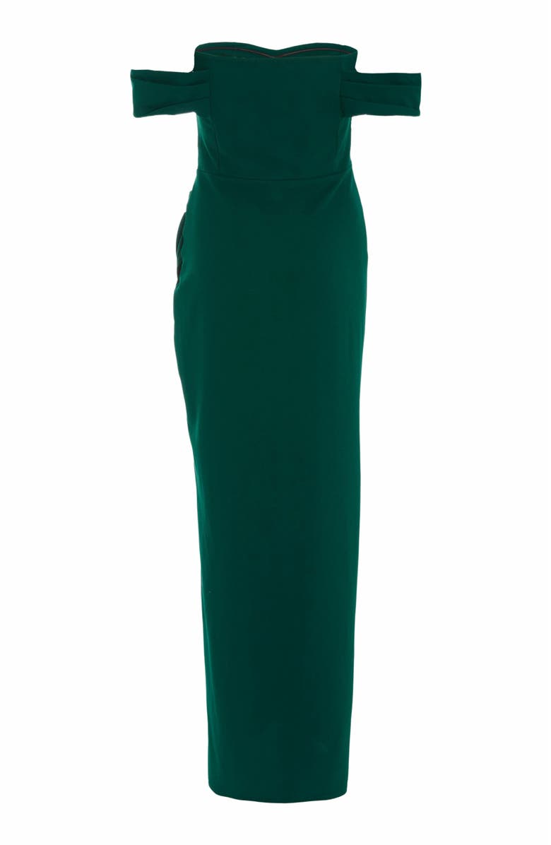 QUIZ Scuba Crepe Bardot Wrap Maxi Dress, Alternate, color, 