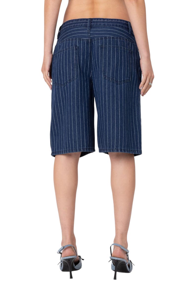 Pinstripe Denim Bermuda Shorts, Alternate, color, BLUE
