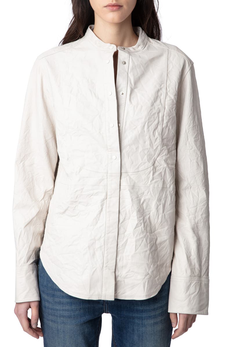 Zadig & Voltaire Chic Cuir Froisse Leather Shirt, Main, color,