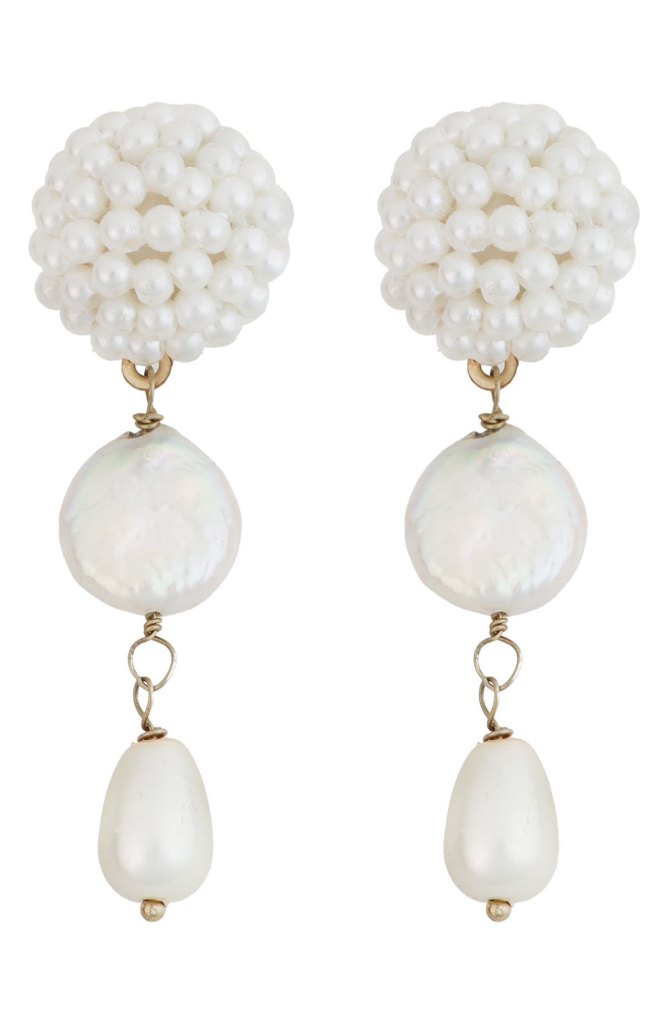 Panacea Cultured Pearl Beaded Linear Earrings