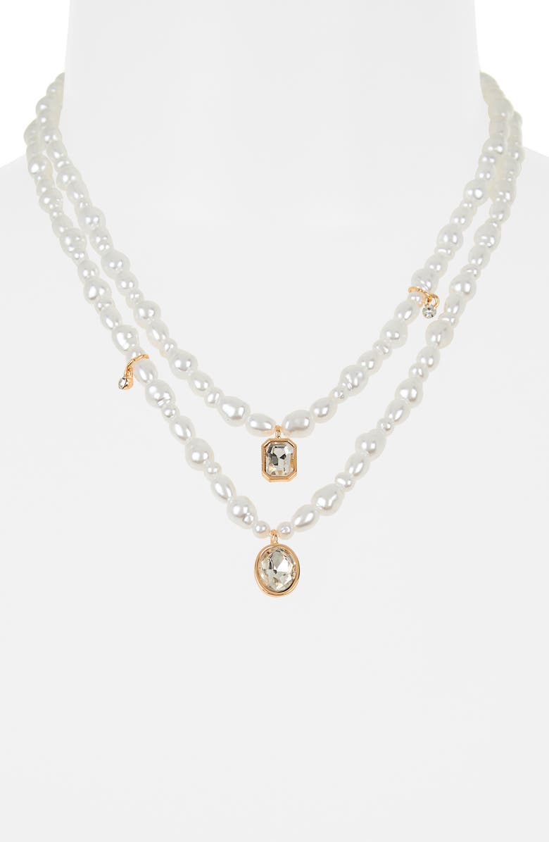NORDSTROM RACK Faux Pearl & Charm Pendant Layered Necklace, Alternate, color,