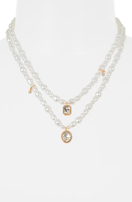 Nordstrom Rack Faux Pearl & Charm Pendant Layered Necklace In White