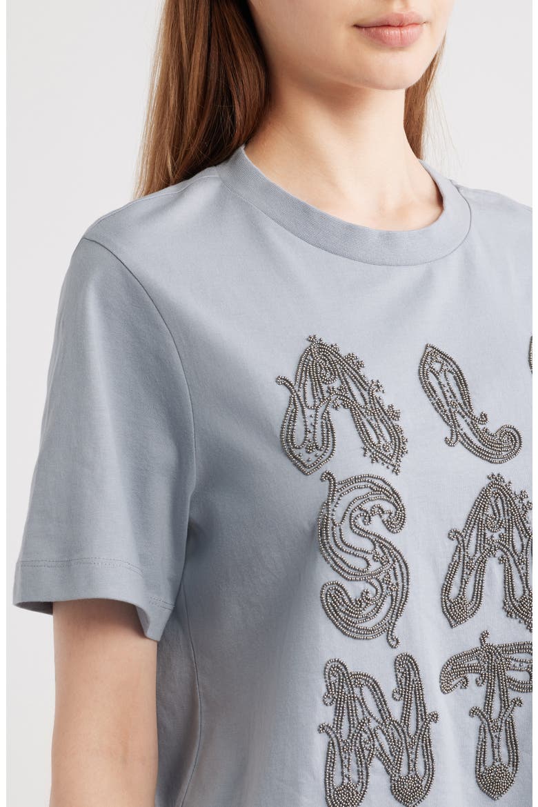 Ella Lisa Beaded Cotton T-Shirt, Alternate, color, QUARRY BLUE