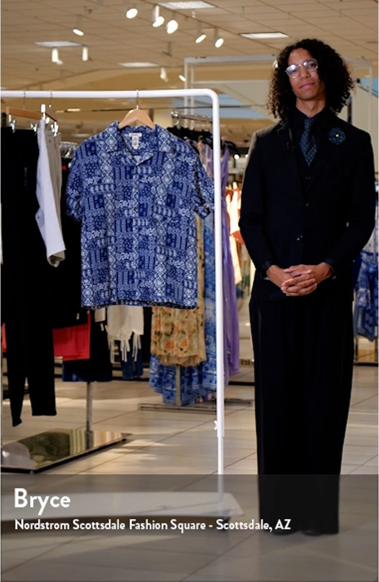 The Wrench Waffle Bandana Print Short Sleeve Button-Up Camp Shirt, sales video thumbnail