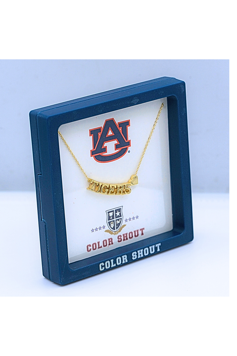 Auburn University Gold Heart Necklace, Alternate, color, Yellow Gold