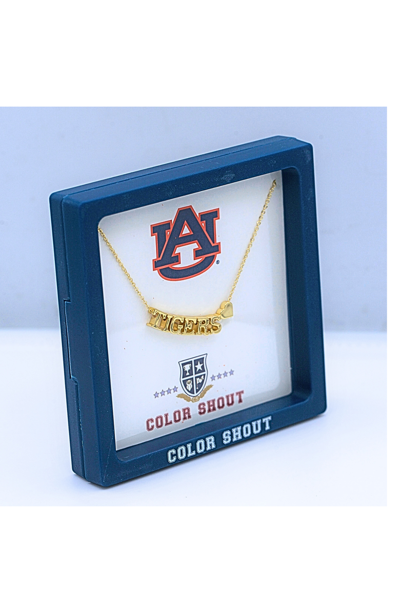 Color Shout Auburn University Gold Heart Necklace, Alternate, color, Yellow Gold