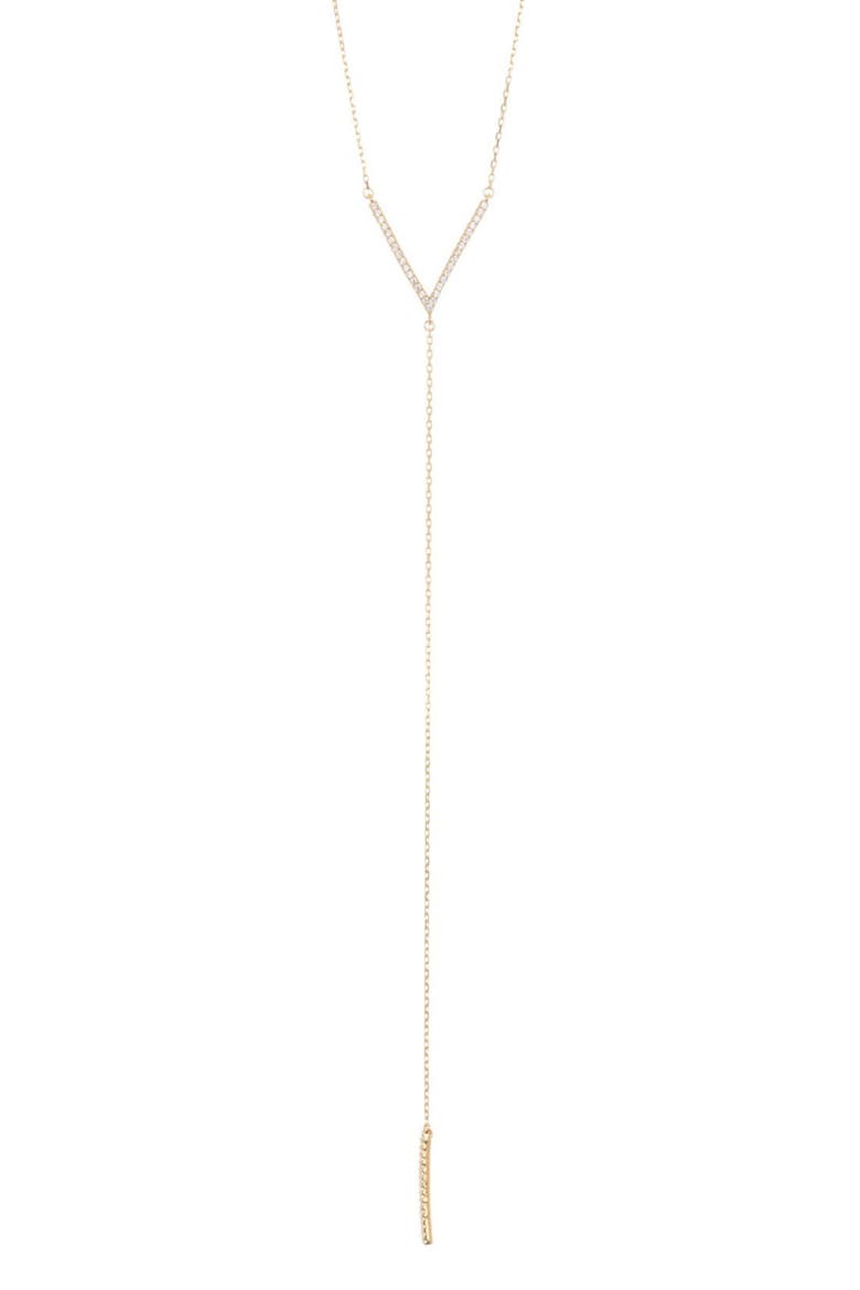 Cubic Zirconia Y-Lariat Necklace, Main, color, GOLD