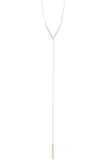 Adornia 14k Gold Plated Crystal Y Lariat Necklace In Gold