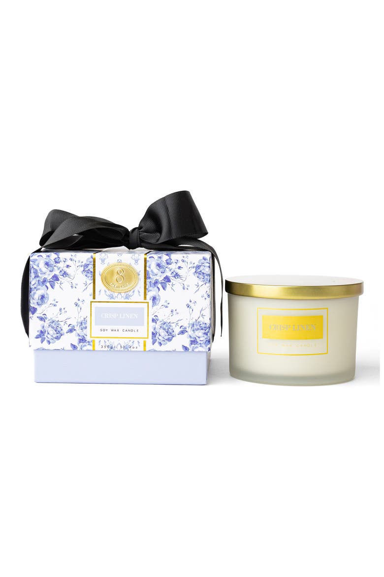 Crisp Linen 3-Wick Candle, Main, color, BLUE