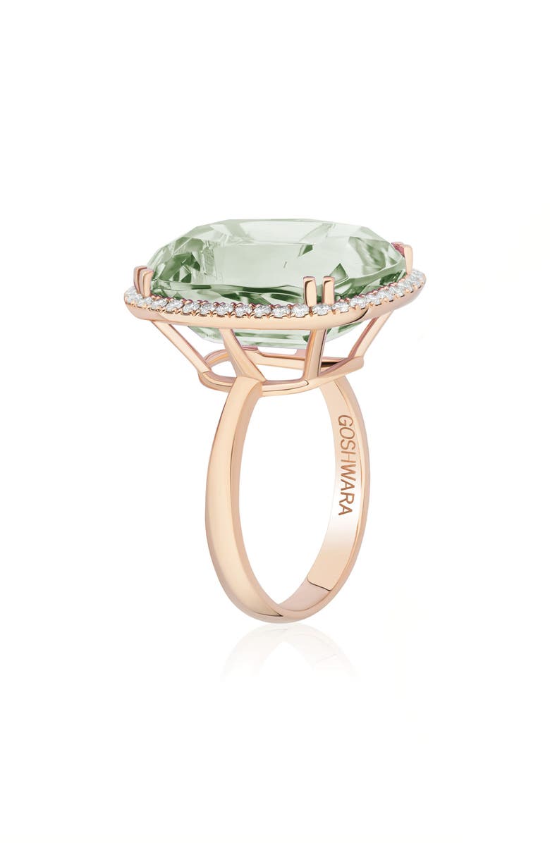 GOSHWARA Gossip Cushion Cut Blue Topaz & Diamond Cocktail Ring, Alternate, color, Prasiolite